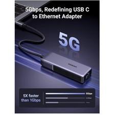 USB C to Ethernet Adapter 5Gb, Aluminum Design