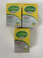 (3) Culturelle Kids Probiotic+Fiber No Flavor 24 Packets Exp 06/2026+