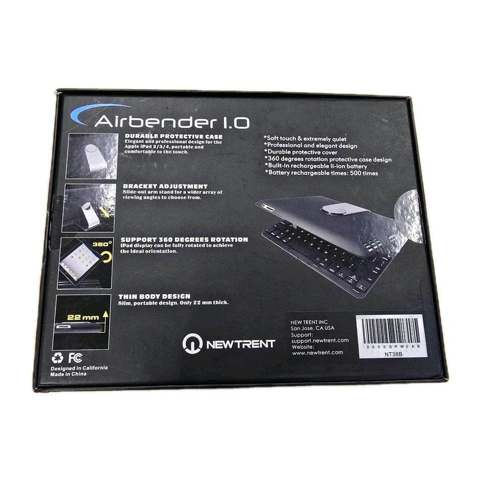 📱 NewTrent Airbender 1.0 Wireless Keyboard Case for Apple iPad 2 / 3 / 4  Mode - Image 2 of 4