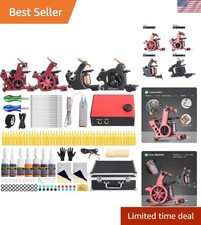Solong Complete Tattoo Kit 4 Tattoo Machine Guns 54 Inks Power Supply Foot Pe...