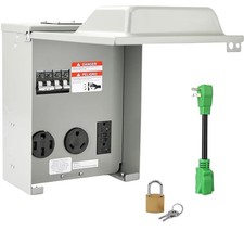 RV Temporary Power Outlet Panel with Breaker, ETL Listed 20 30 50 Amp RV Recepta