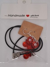 Red Retro 90s Dummy Earrings And Necklace Set
