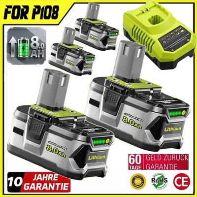 8,0AH Akku für Ryobi Akku 18V Li-Ion ONE Serie RB18L50 P108 P107 /Ladegerät