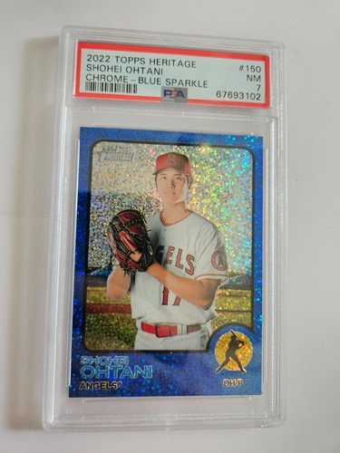 2022 Topps Heritage Chrome - Blue Sparkle Shohei Ohtani #150 PSA 7 Angels