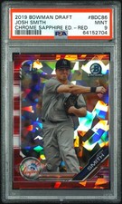 2019 Bowman Chrome Draft Sapphire Josh Smith RC Red Refractor 1/5 Rangers PSA 9