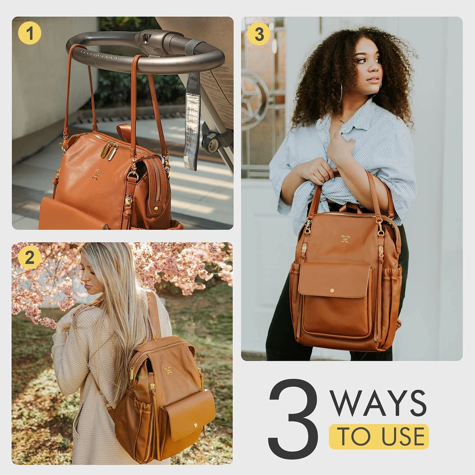 Bolsa de Pañales Mochila Bebé Bolsa de Pañales para Niñas y Niños, Cartera de Cuero con 13... Foto 2 de 4