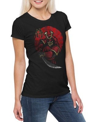 Samurai III Damen T-Shirt Ninja Bushido Banzai Krieger Rüstung Helm Schwert