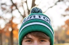 Vintage Burton Beanie Hat Y2K Green White Spell Out Pom Snowboard Winter Knit