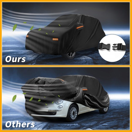 Car Cover Waterproof All Weather for Fiat 500 2007-2022 Black 210D-PU - Foto 5 di 8