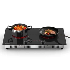 2 Burner Electric Cooktop 110V - 24 Inch Ceramic Stove Top Countertop & Built...