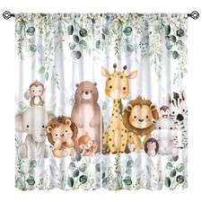 Kids Safari Animal Curtains Woodland Wildlife Jungle Animals Window Treatment...