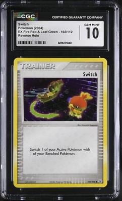 CGC 10 GEM MINT Switch Fire Red & Leaf Green 102/112 Reverse Holo
