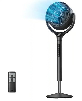 DREO 9 in. Adjustable Pedestal Floor Fan w/Remote 9-Speed, 20 dB, 8 H Timer