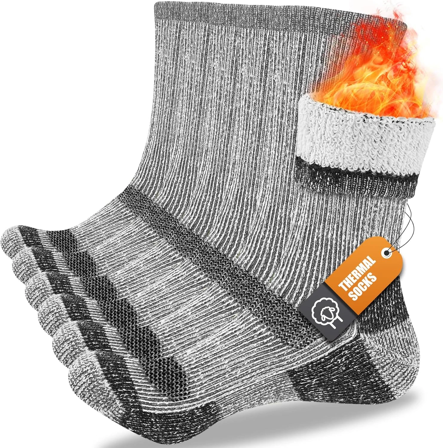 Sukmoden Merino Wool Thermal Socks for Men & Women, 3 Pairs Full Cushion Winter