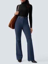 New Halara Flex DayStretch High Waisted Flare Work Pants Pockets Navy medium