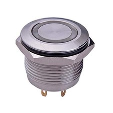  Momentary Push Button Switch U19D1 1NO SPST Silver Stainless Steel Shell Blue