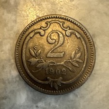 1902 Austria 2 Heller Antique Coin