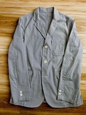 BEAMS PLUS Seersucker Jacket Black White Stripe Size M Mens Auth From Japan RIN