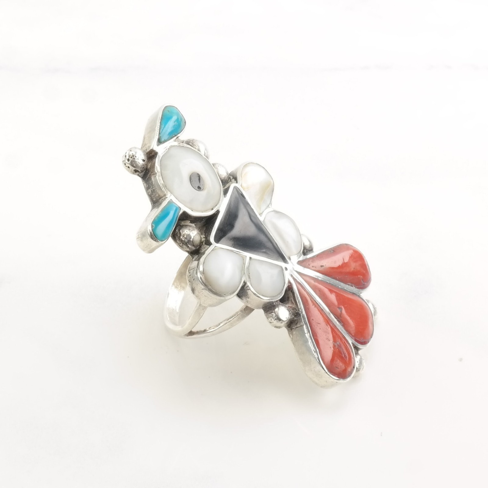 Sterling Silver Thunderbird Ring with Multi-Stone… - image 6