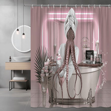 Octopus Bath Shower Curtain Pink Bathroom Graphic Print