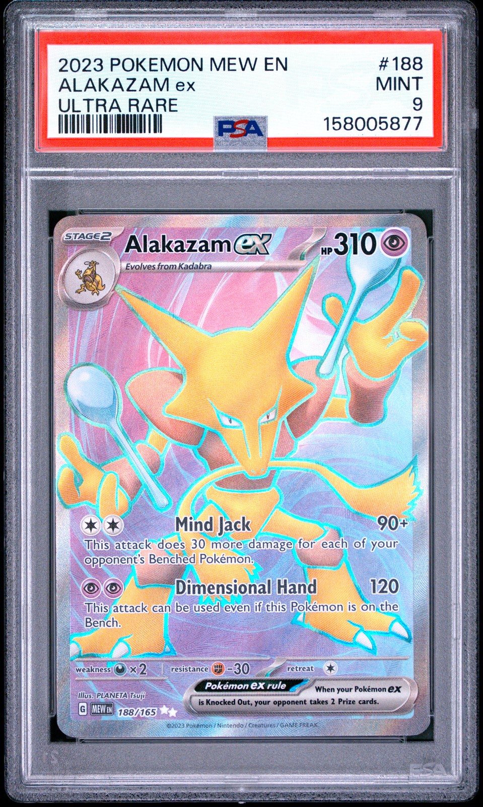 2023 POKEMON MEW EN-151 ULTRA RARE #188 ALAKAZAM EX PSA 9