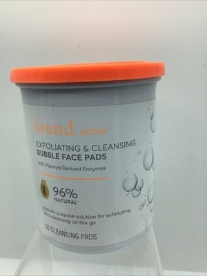Found Active Exfoiliating & Cleansing w/Papaya Enzymes Bubble Face Pads 30ct