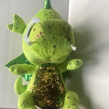 Green Sparkle Dragon Plush Stuffed Animal Toy w/ Sequin Belly, big 18-21 inches.