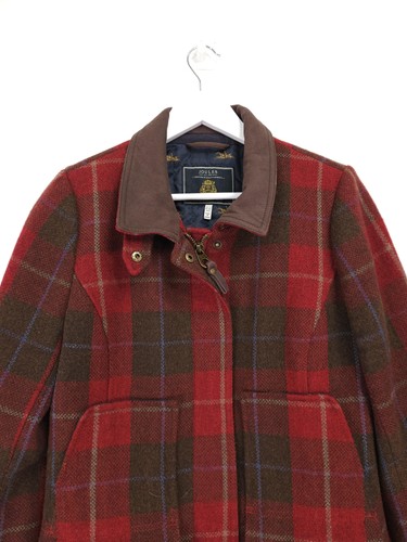 Joules Mantel Gr. 12 rot braun kariert Wolle Tweed Feldmantel wattiert Country - Bild 4 von 13