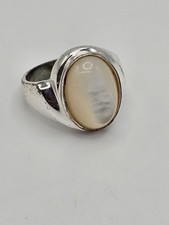 Vintage Sterling Silver Mother Of Pearl Cabochon Ring Size 6