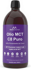 Olio MCT C8 Puro 1000ml Chetogenico 100% Cocco Dieta Keto Digiuno Vegan Bulletpr