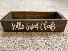 New Hello Sweet Cheeks, Wood Toilet Box, Toilet Tray, Bathroom Toilet Tray