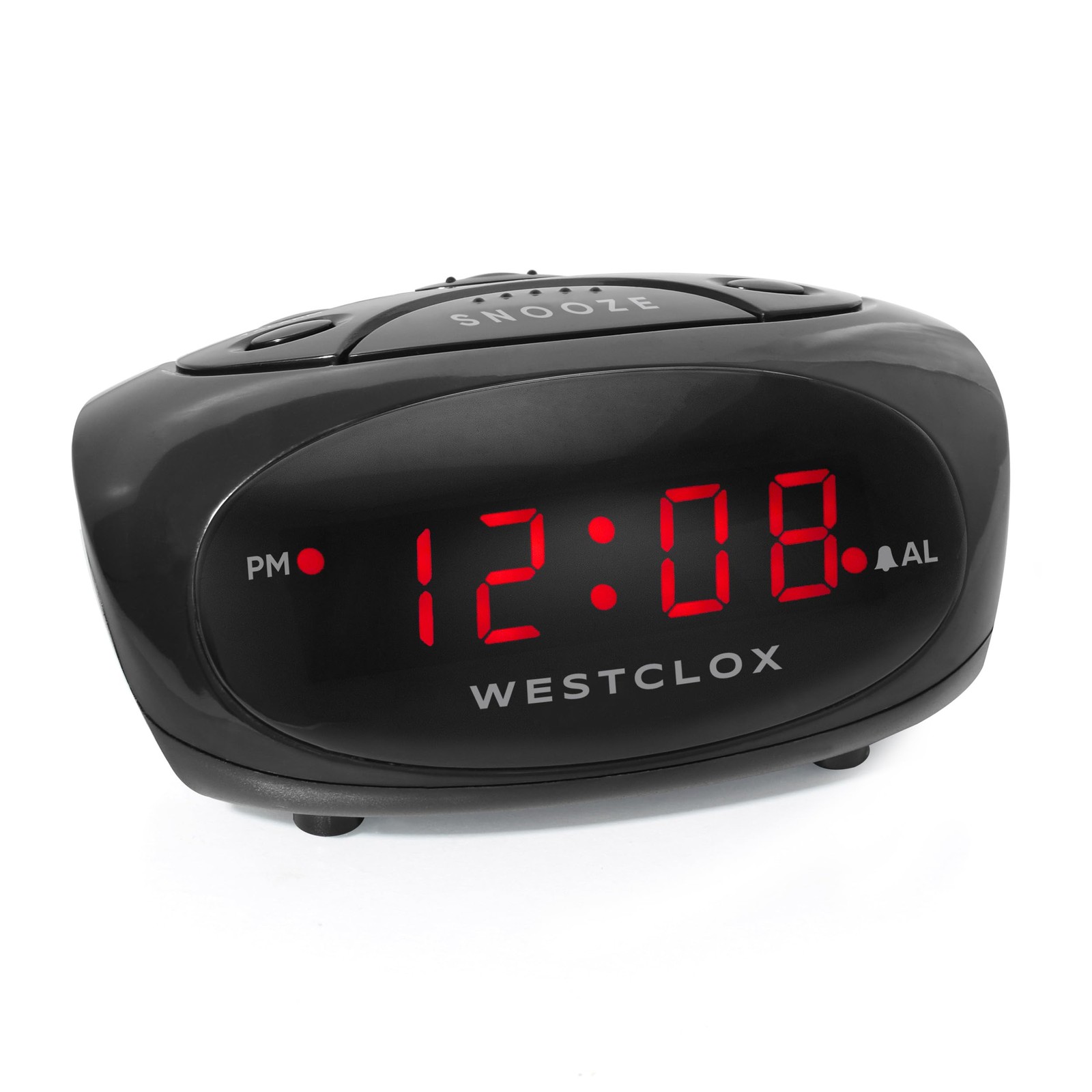 Westclox Super-Loud LED Electric Alarm Clock with 0.6" Standard, Black