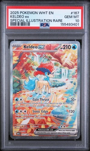 2025 POKEMON WHT EN-WHITE FLARE SPECIAL ILLUSTRATION RARE #167 KELDEO EX PSA 10