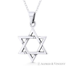 Colgante Collar Estrella de David Judío Magen Charm Oxidado Plata de Ley .925