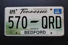 2009 TENNESSEE BEDFORD COUNTY  The Volunteer State License Plate # 570 QRD