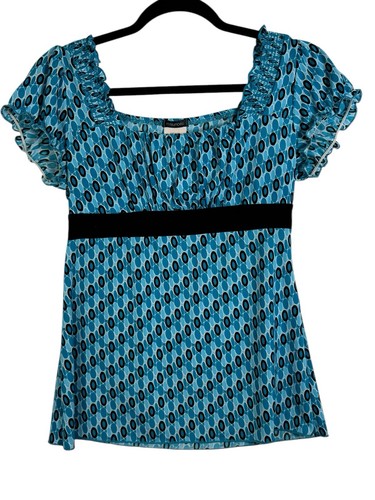 Camicia donna Maurices piccola blu bianca nera cerchi elasticizzata babydoll Y2K - Foto 6 di 6