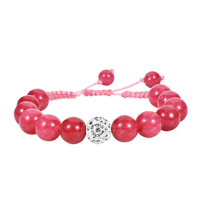 Cherry Rhodonite Shamballa Beams Crystal Ball Adjustable Bracelet