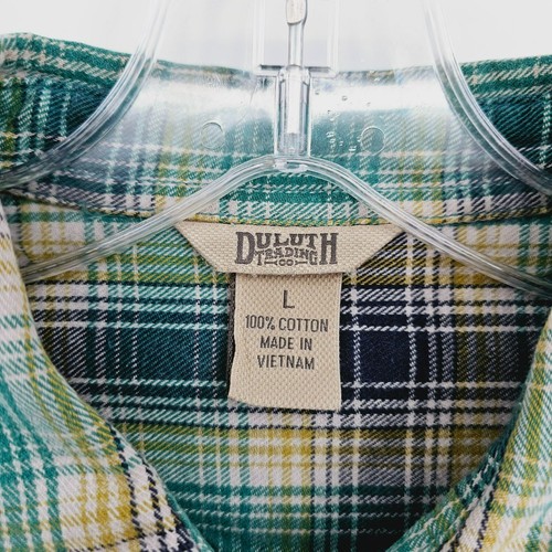 Camisa Duluth Trading Botón Delantero L Azul Verde Amarillo Algodón A Cuadros Manga Larga - Imagen 2 de 11