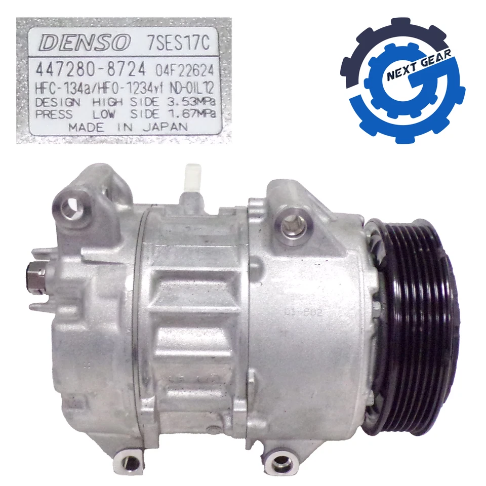 Compresor de aire acondicionado Denso con embrague Toyota Camry RAV4 2013-23 447280-8724 7SES17C Foto 3 de 4