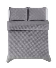 Royal Velvet 3 Piece Gray Diamond VELVET King Quilt  Shams NEW From Macys