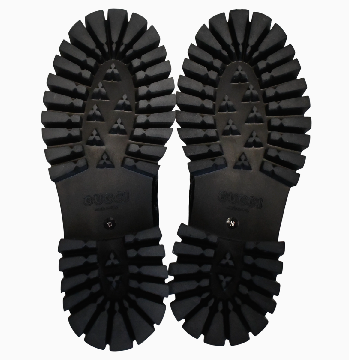 🆕️GUCCI Black GG SUPREME LUG SOLE LEATHER COMBAT Boots Men's