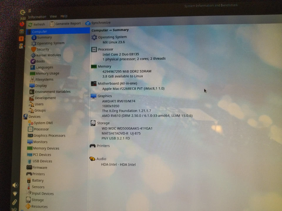HD Intel E8135 Dual Core 500GB início de 2008 iMac com GNU/Linux 4gb RAM - Imagem 3 de 4