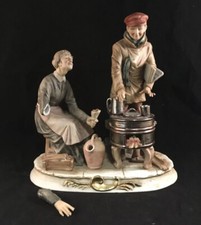 VINTAGE ARNART JAPANESE PORCELAIN FIGURE GROUP WOMAN & BOY BY STOVE JAPAN