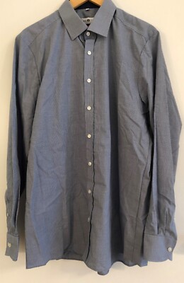 ROYAL CLASS Chemise Homme 43 Bleu/Blanc 100% Coton Slim Fit