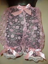 PINK LACE WHITE LACE TRIM BLOOMERS KNEE LENGTH 30-46 WAIST SATIN BOWS