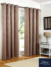 Luxury Soft Heavy Embossed Thermal Blackout Eyelet Ring Top Lined Pair Curtains