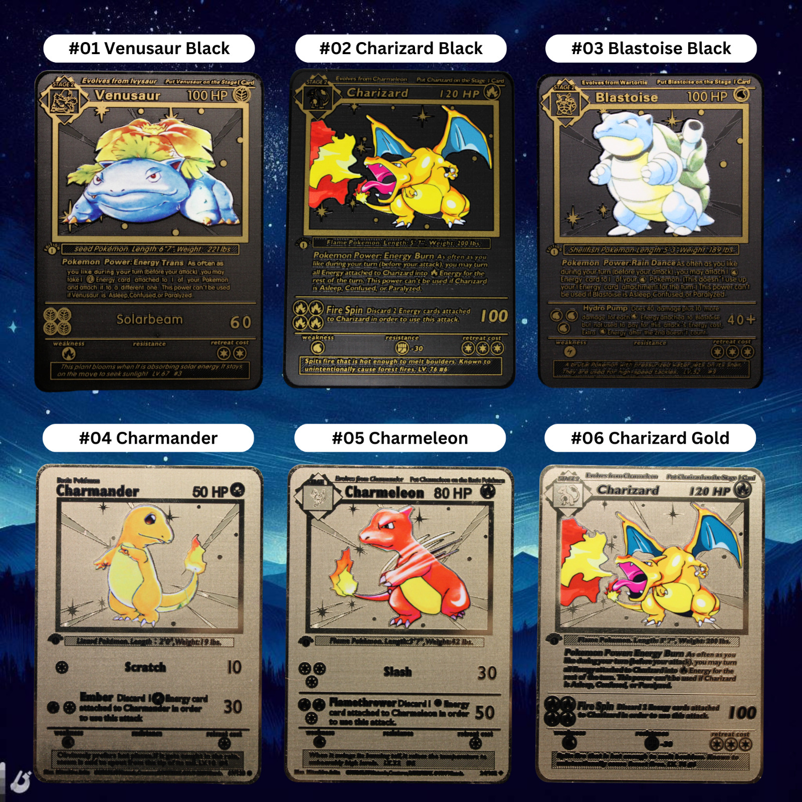 43 Unique Gold metal Card Pokemon 1st Edition Collectible Display/Gift for Kids