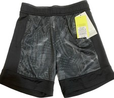 NWT All In Motion Boys Size XS 4/5 Athletic Shorts Moisture Wicking Black White