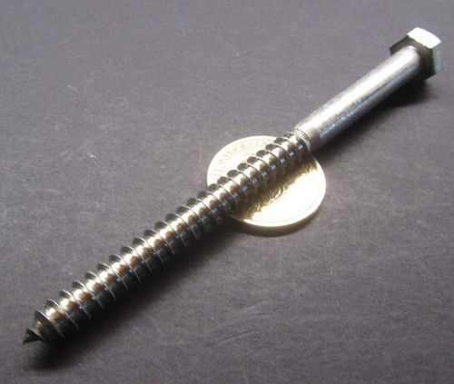 316 Stainless Steel Hex Head Lag Screw 5/16 Threads x 4.50" Length, 5 pcs - Picture 11 of 13