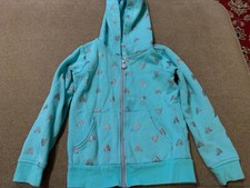 Okie Dokie Mint Hoodie Jacket W Fleece Girl's Size 4 Sparkly Hearts AH 